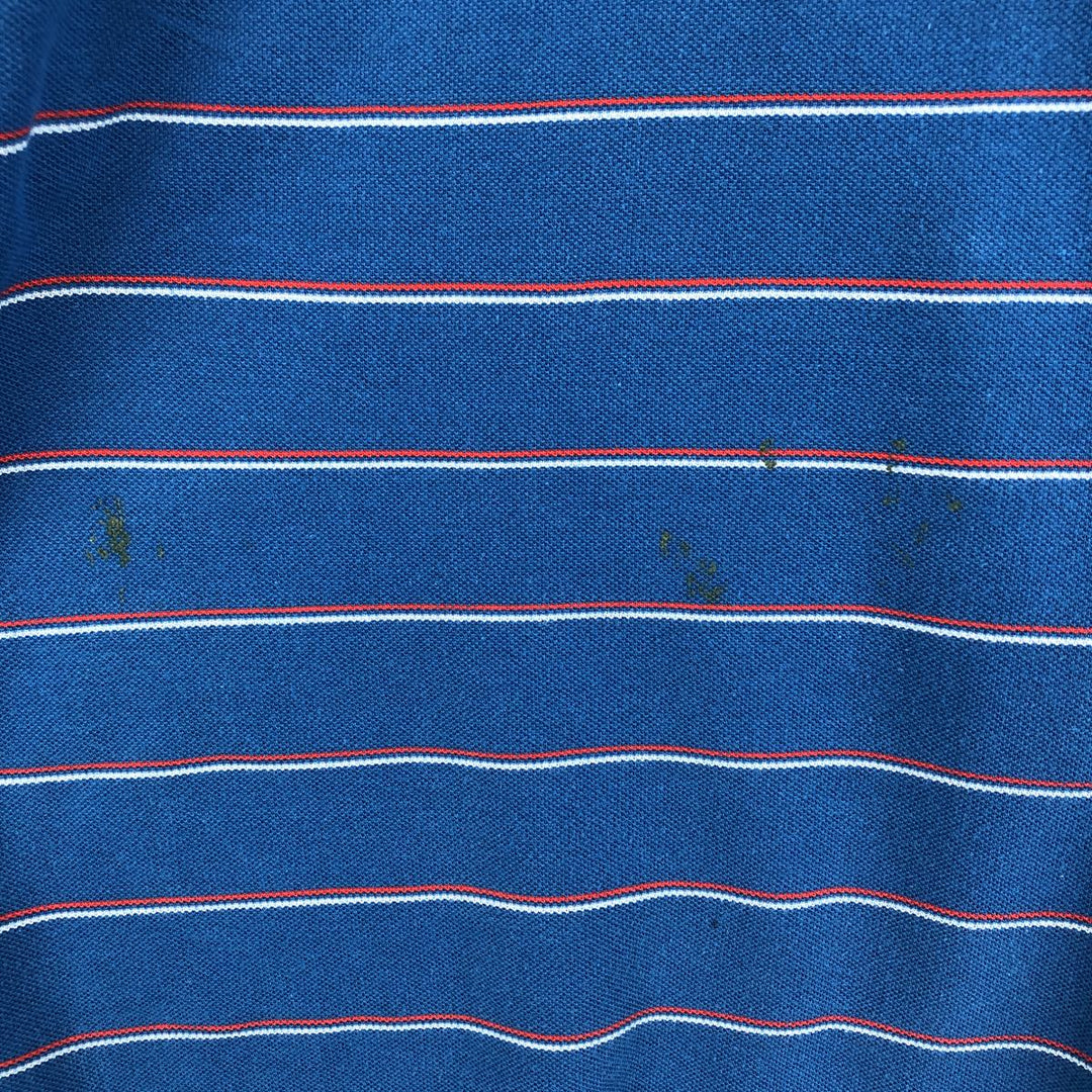 Lacoste LACOSTE SPORT France Design Multi-stripe Short-Sleeve Striped Polo Shirt, Size 7 (Men's XXL equivalent) cotton blue type Vintage Second Hand