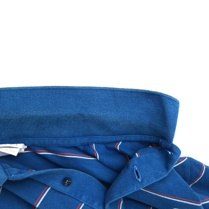 Lacoste LACOSTE SPORT France Design Multi-stripe Short-Sleeve Striped Polo Shirt, Size 7 (Men's XXL equivalent) cotton blue type Vintage Second Hand