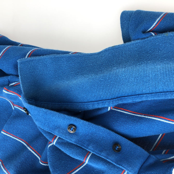 Lacoste LACOSTE SPORT France Design Multi-stripe Short-Sleeve Striped Polo Shirt, Size 7 (Men's XXL equivalent) cotton blue type Vintage Second Hand