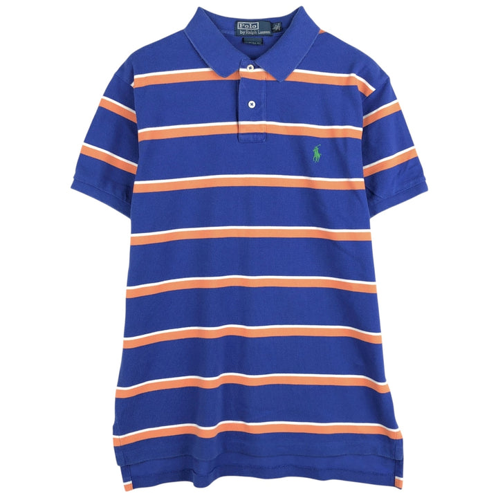Ralph Lauren POLO by Ralph Lauren CUSTOM FIT Multi-stripe Short-Sleeve Polo Shirt, Men's Size L (approx.) cotton blue type Vintage Second Hand