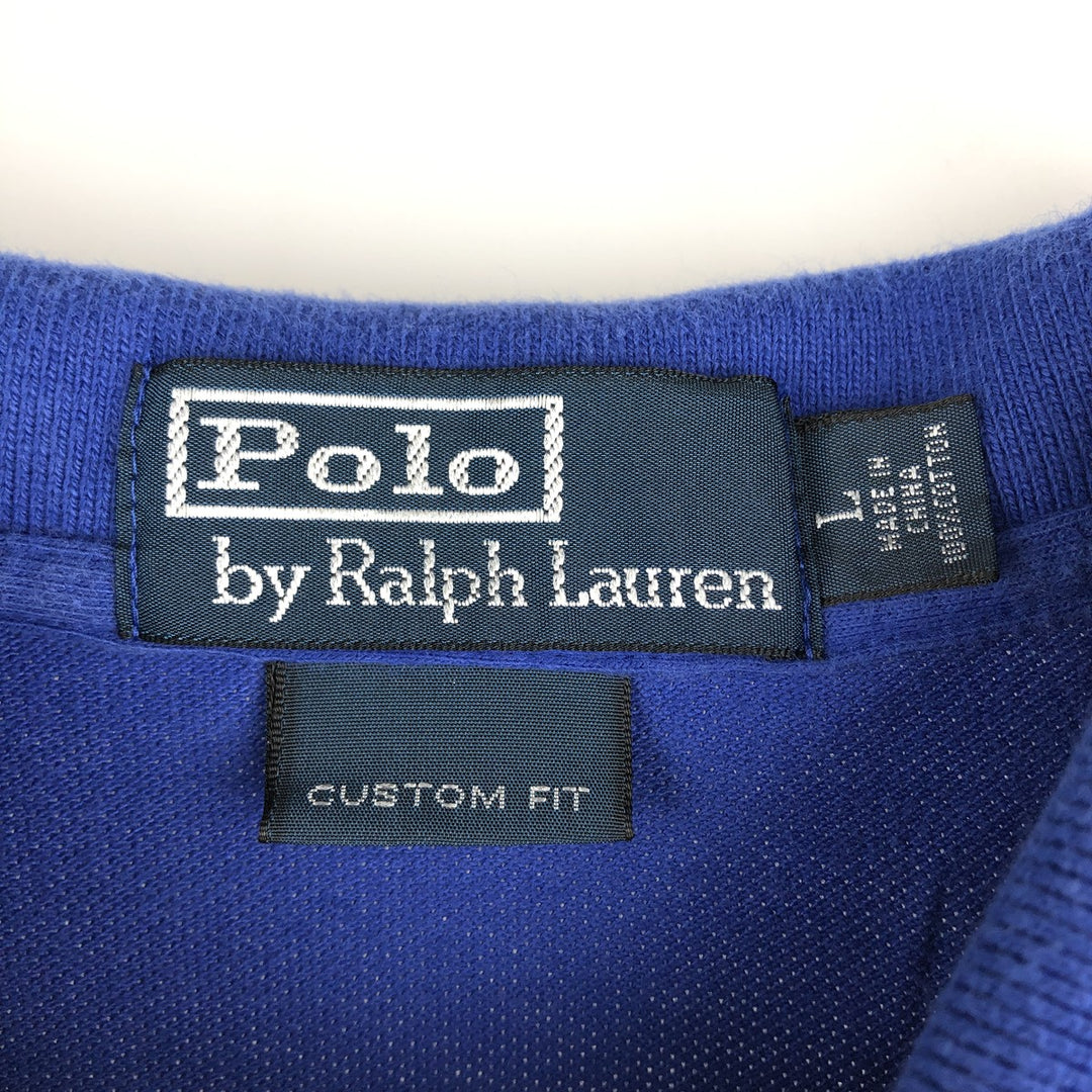 Ralph Lauren POLO by Ralph Lauren CUSTOM FIT Multi-stripe Short-Sleeve Polo Shirt, Men's Size L (approx.) cotton blue type Vintage Second Hand