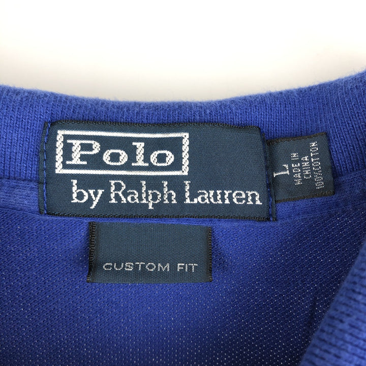 Ralph Lauren POLO by Ralph Lauren CUSTOM FIT Multi-stripe Short-Sleeve Polo Shirt, Men's Size L (approx.) cotton blue type Vintage Second Hand