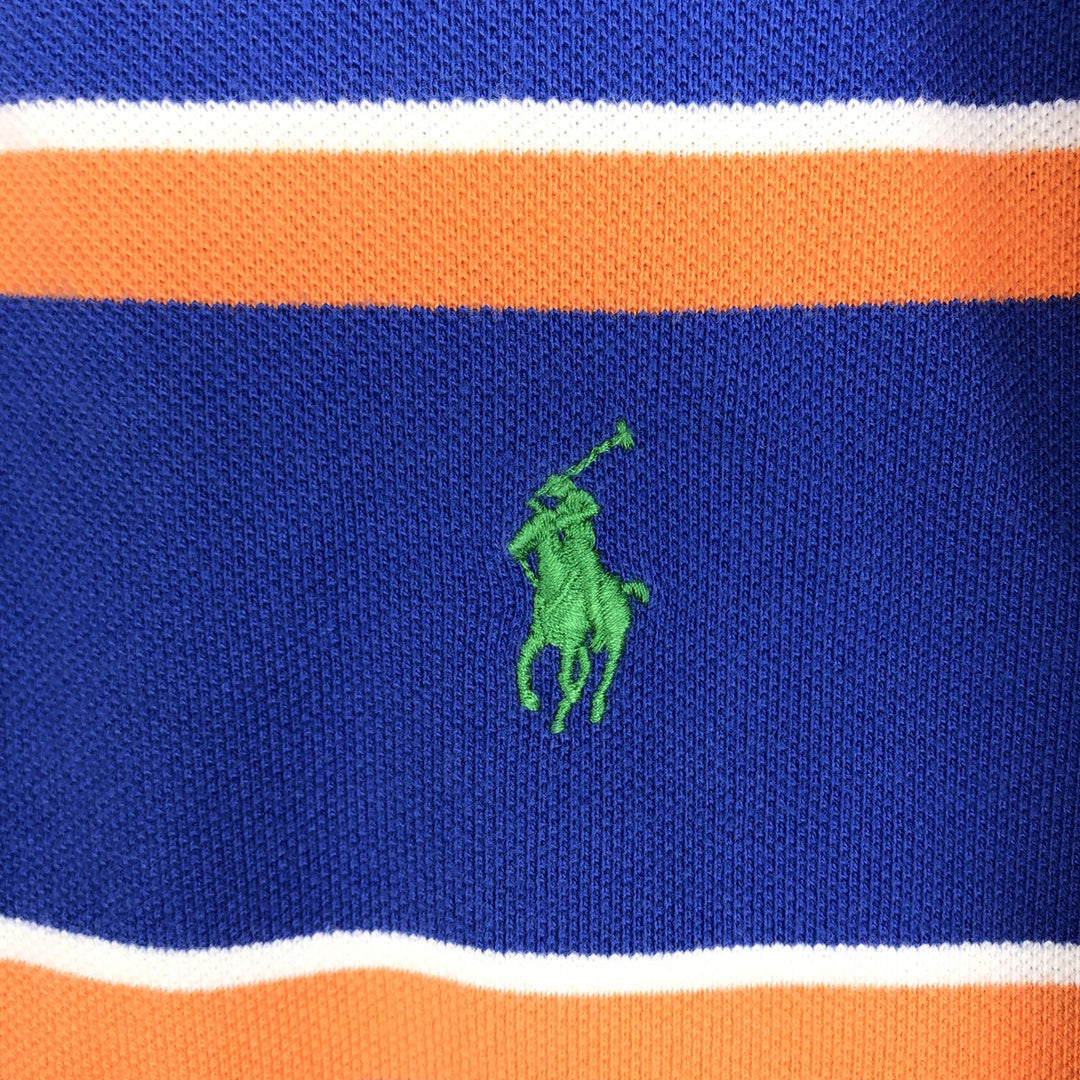 Ralph Lauren POLO by Ralph Lauren CUSTOM FIT Multi-stripe Short-Sleeve Polo Shirt, Men's Size L (approx.) cotton blue type Vintage Second Hand