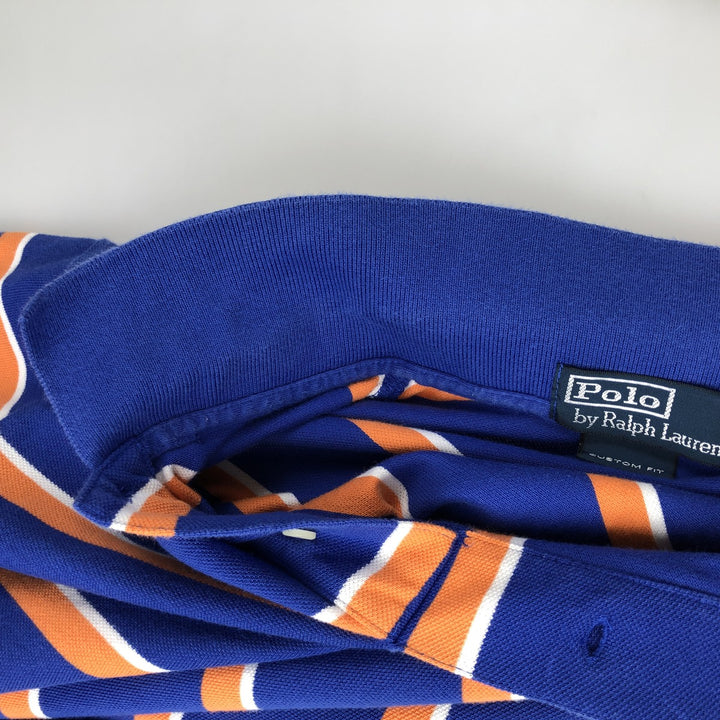 Ralph Lauren POLO by Ralph Lauren CUSTOM FIT Multi-stripe Short-Sleeve Polo Shirt, Men's Size L (approx.) cotton blue type Vintage Second Hand
