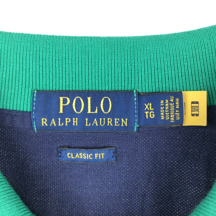 Ralph Lauren POLO RALPH LAUREN CLASSIC FIT Big Pony Short Sleeve Polo Shirt Men's XL cotton navy blue type Vintage Second Hand