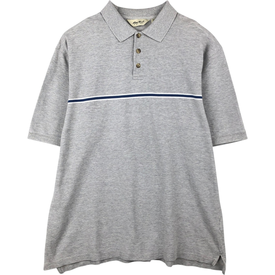 90s-00'S Eddie Bauer short-sleeved polo shirt, men's size L equivalent, vintage. cotton gray type Vintage Second Hand