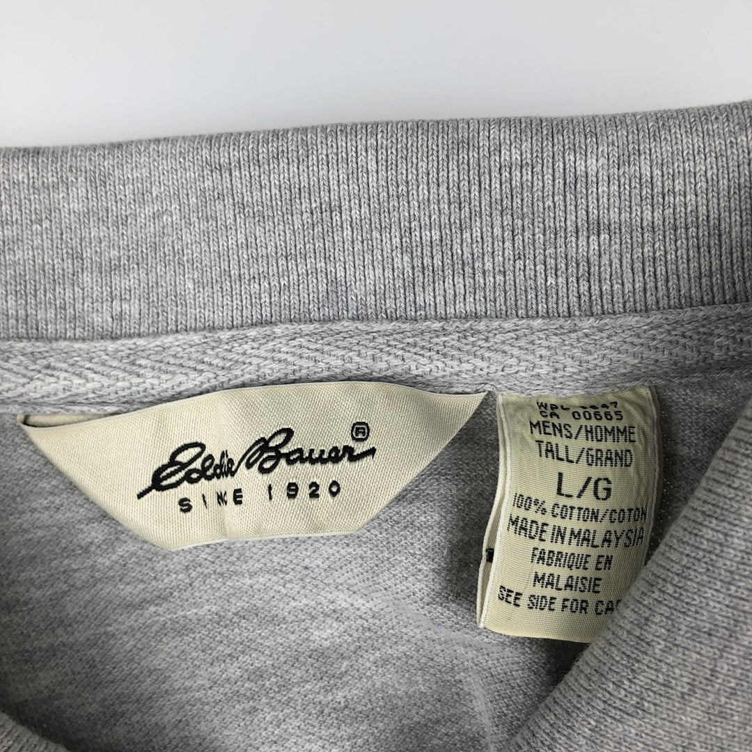 90s-00'S Eddie Bauer short-sleeved polo shirt, men's size L equivalent, vintage. cotton gray type Vintage Second Hand