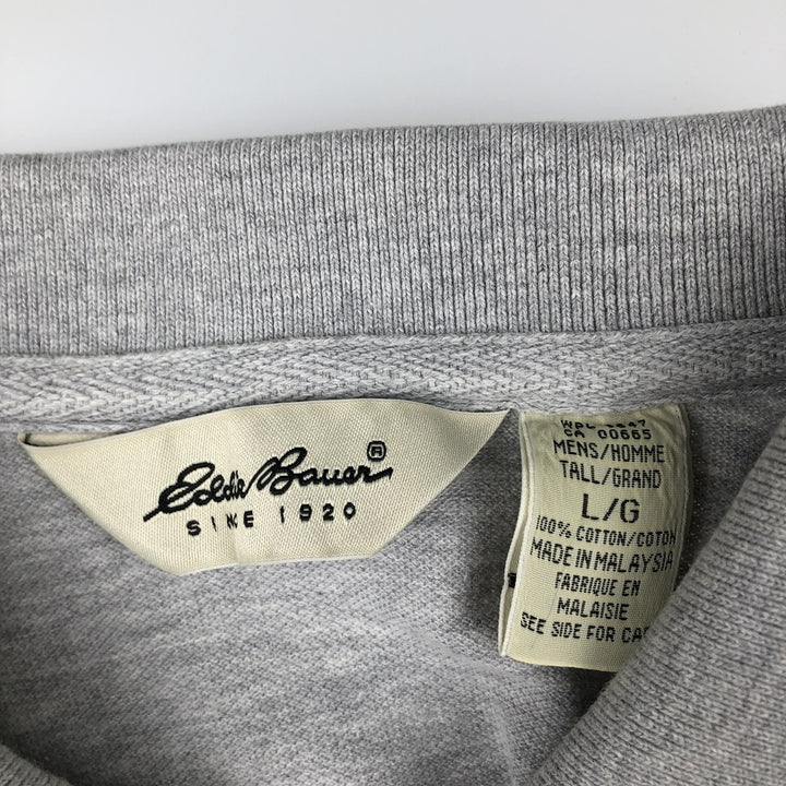 90s-00'S Eddie Bauer short-sleeved polo shirt, men's size L equivalent, vintage. cotton gray type Vintage Second Hand