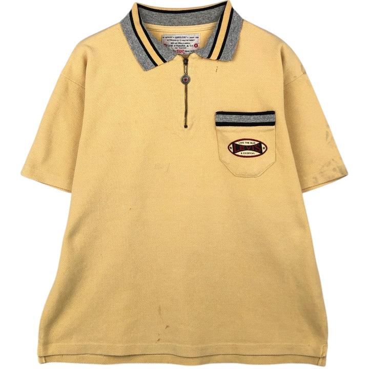 90'S Levi's Half-Zip Short-Sleeve Polo Shirt, Men's Size L (Equivalent), Vintage cotton yellow type Vintage Second Hand