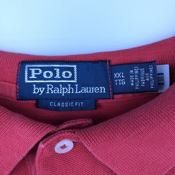 Ralph Lauren POLO by Ralph Lauren CLASSIC FIT Short-Sleeve Polo Shirt, Men's Size XXL (approx.) cotton red type Vintage Second Hand