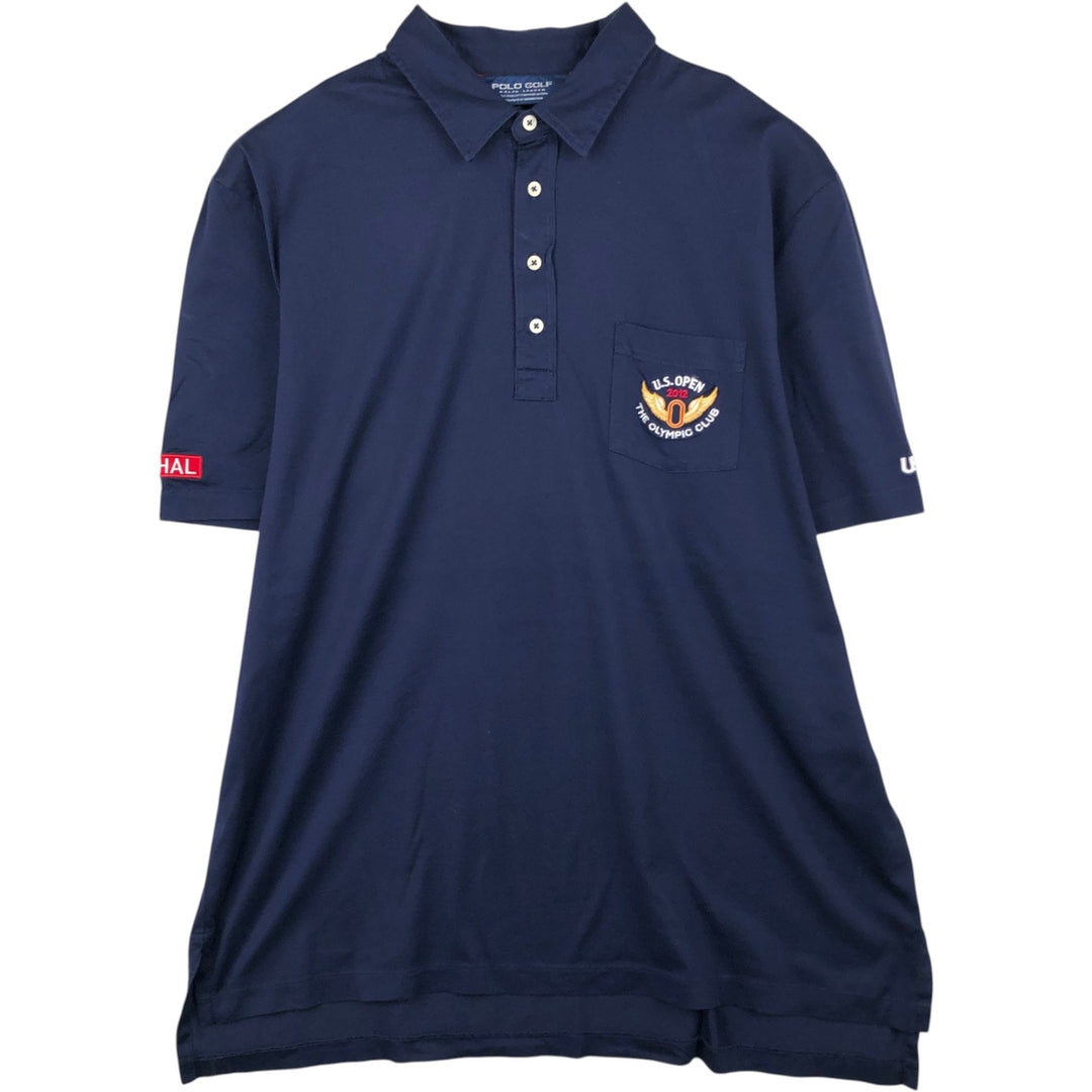 Ralph Lauren POLO GOLF Short Sleeve Polo Shirt Men's XL Pima Cotton navy blue type Vintage Second Hand