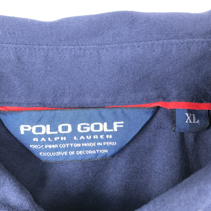 Ralph Lauren POLO GOLF Short Sleeve Polo Shirt Men's XL Pima Cotton navy blue type Vintage Second Hand