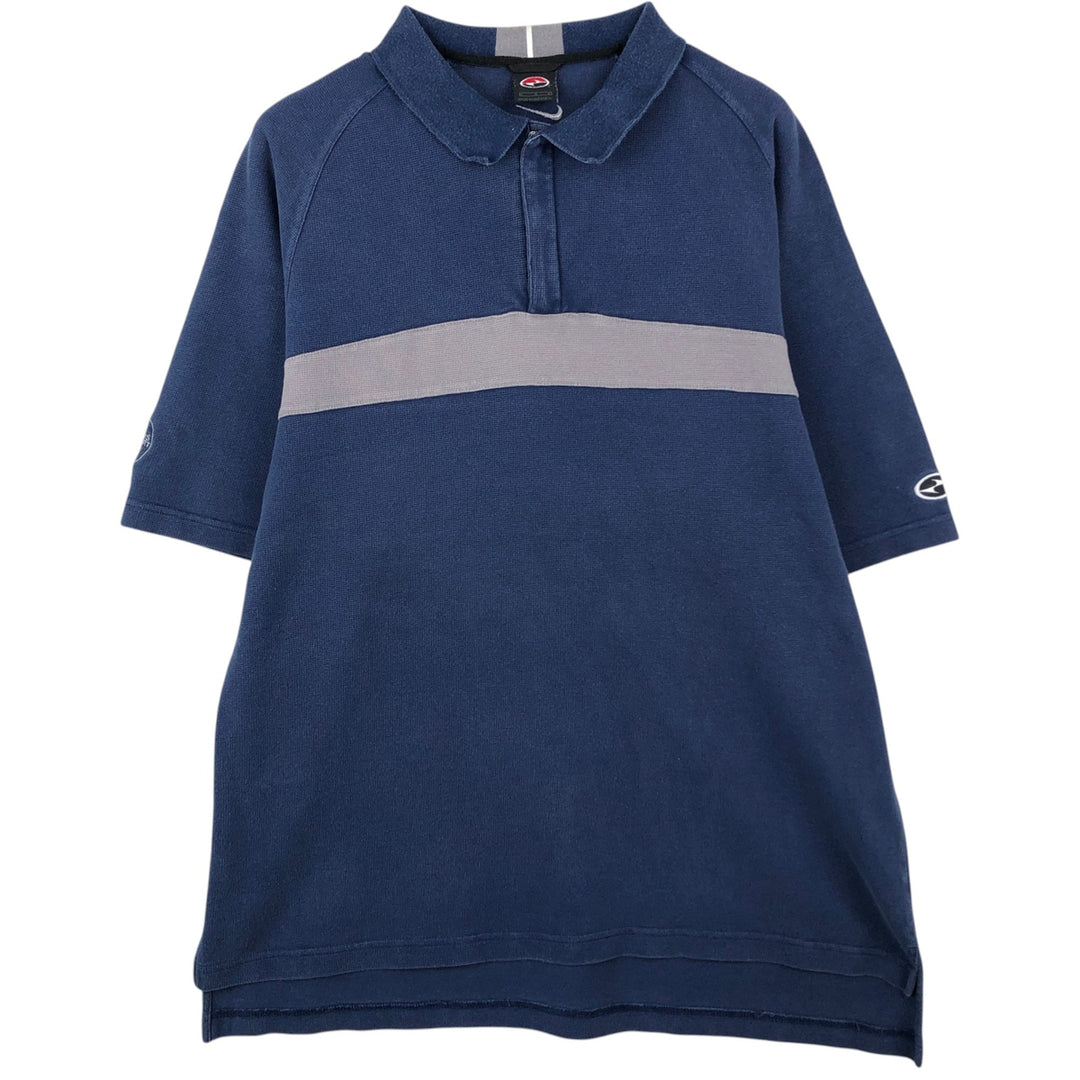 90s-00'S Nike One-Point Half-Zip Short-Sleeve Polo Shirt, Men's Size L (Equivalent), Vintage cotton navy blue type Vintage Second Hand
