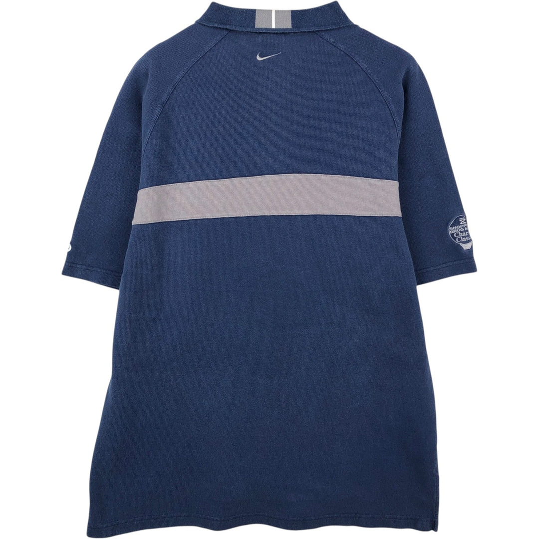 90s-00'S Nike One-Point Half-Zip Short-Sleeve Polo Shirt, Men's Size L (Equivalent), Vintage cotton navy blue type Vintage Second Hand