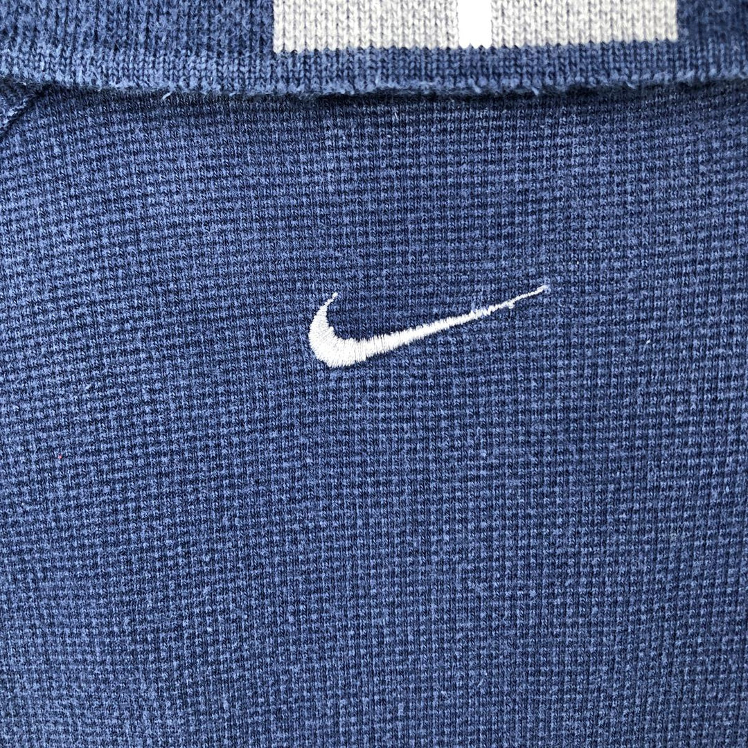90s-00'S Nike One-Point Half-Zip Short-Sleeve Polo Shirt, Men's Size L (Equivalent), Vintage cotton navy blue type Vintage Second Hand