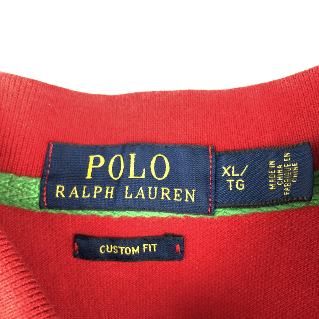 Ralph Lauren POLO RALPH LAUREN CUSTOM FIT American flag print Big Pony short-sleeved polo shirt, men's size XL equivalent. cotton red type Vintage Second Hand