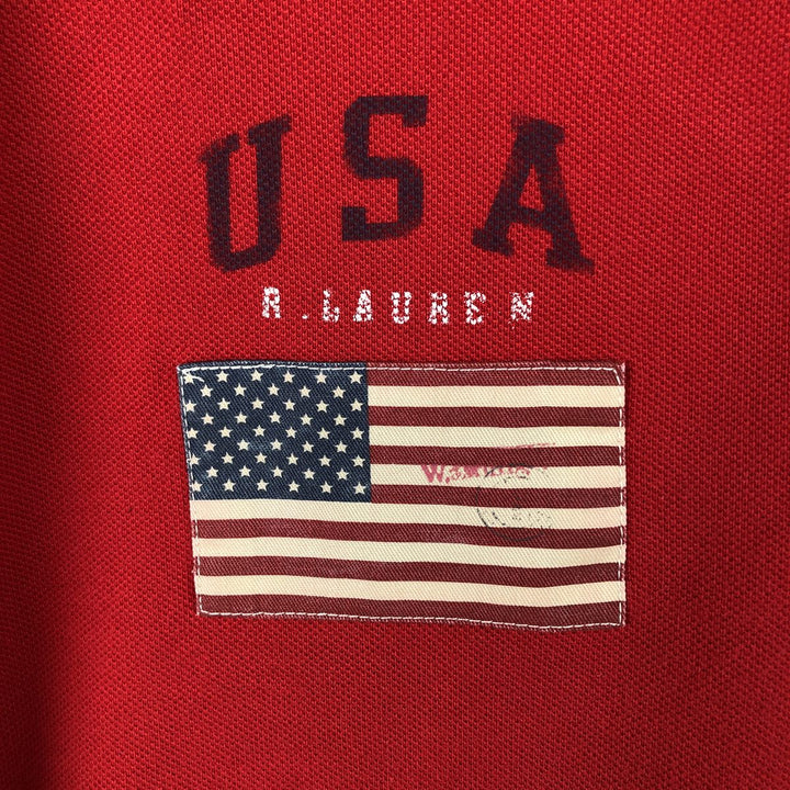 Ralph Lauren POLO RALPH LAUREN CUSTOM FIT American flag print Big Pony short-sleeved polo shirt, men's size XL equivalent. cotton red type Vintage Second Hand