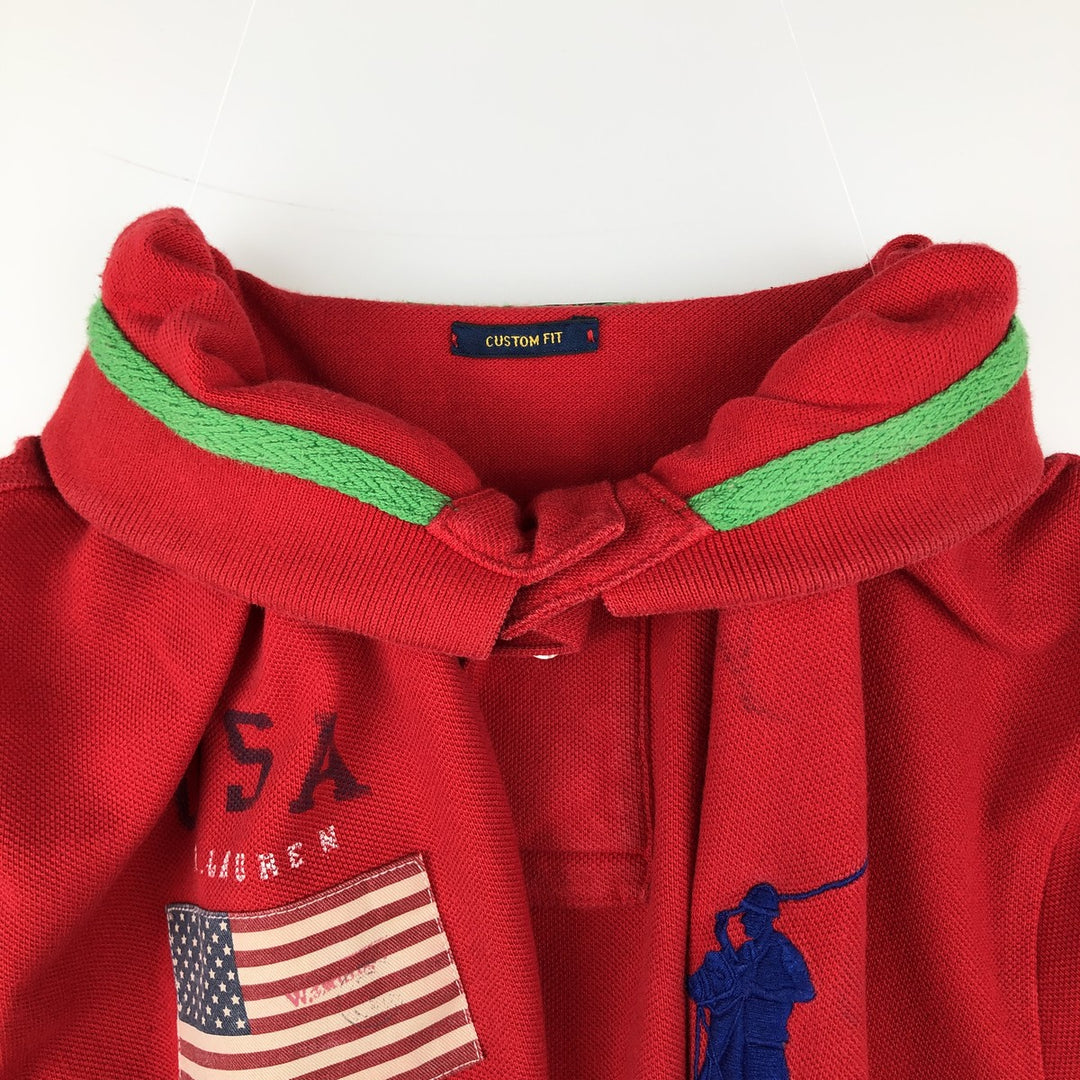 Ralph Lauren POLO RALPH LAUREN CUSTOM FIT American flag print Big Pony short-sleeved polo shirt, men's size XL equivalent. cotton red type Vintage Second Hand