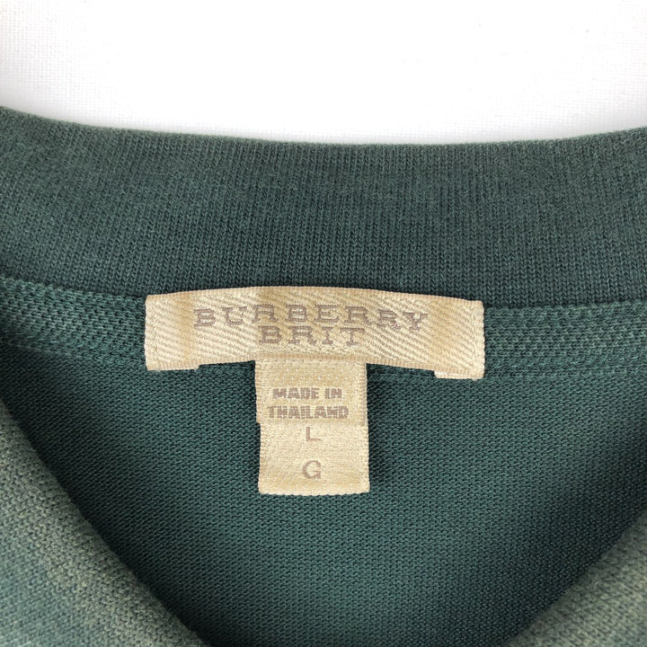 Burberry's BRIT short sleeve polo shirt, men's size L cotton Green type dark green Vintage Second Hand