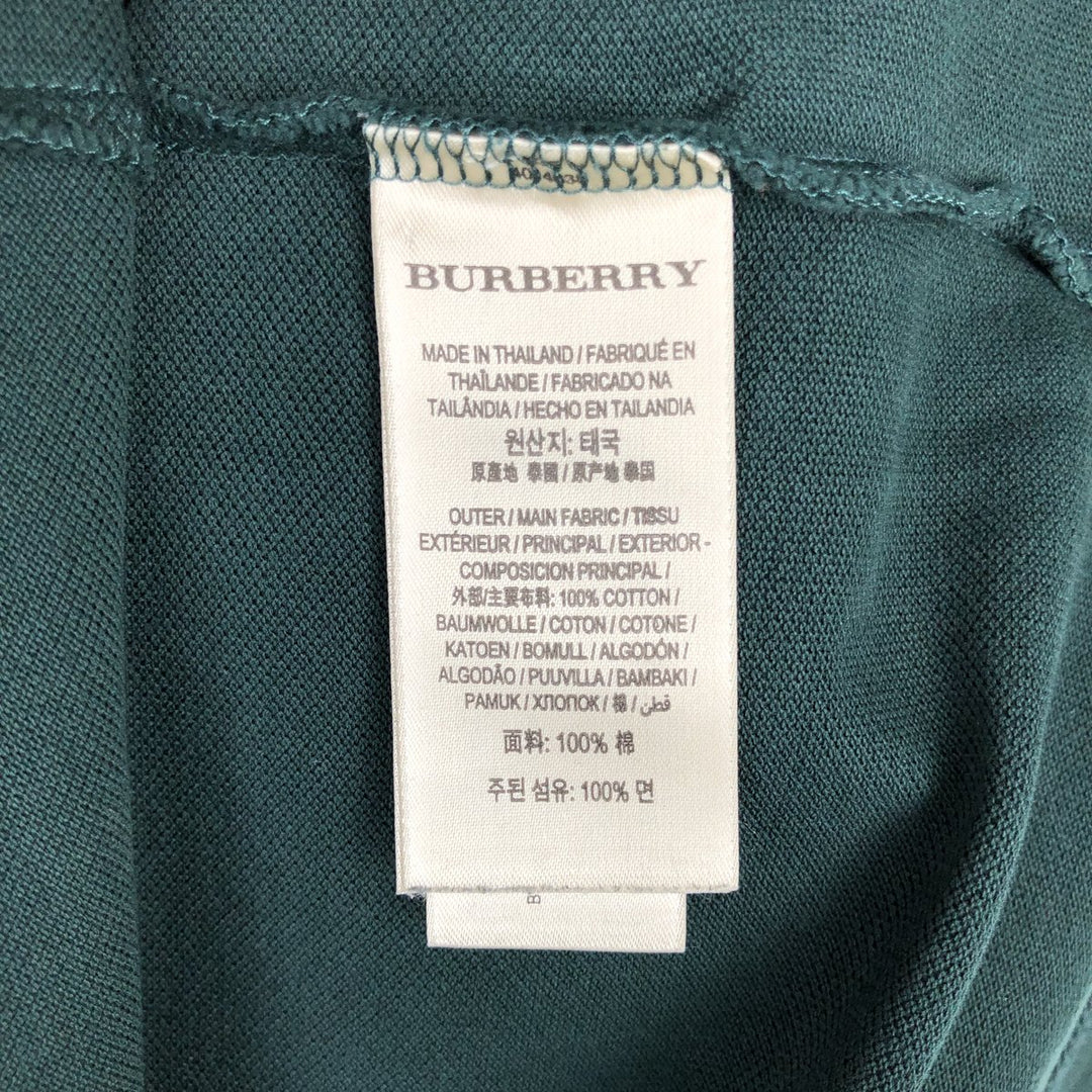 Burberry's BRIT short sleeve polo shirt, men's size L cotton Green type dark green Vintage Second Hand