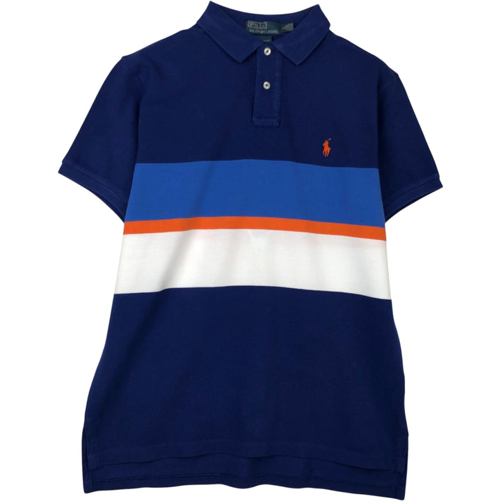 Ralph Lauren POLO by Ralph Lauren CUSTOM FIT short sleeve polo shirt, men's size L cotton navy blue type Vintage Second Hand