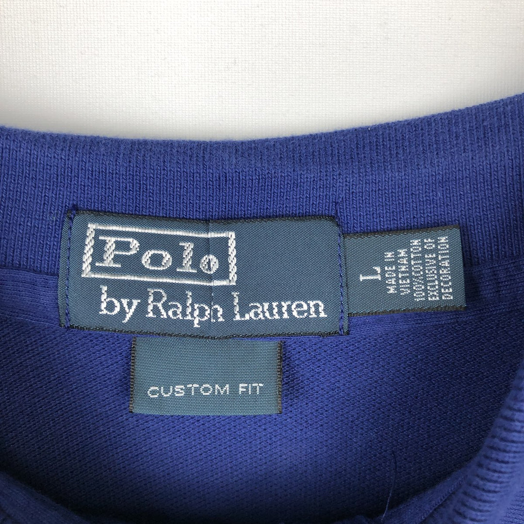 Ralph Lauren POLO by Ralph Lauren CUSTOM FIT short sleeve polo shirt, men's size L cotton navy blue type Vintage Second Hand