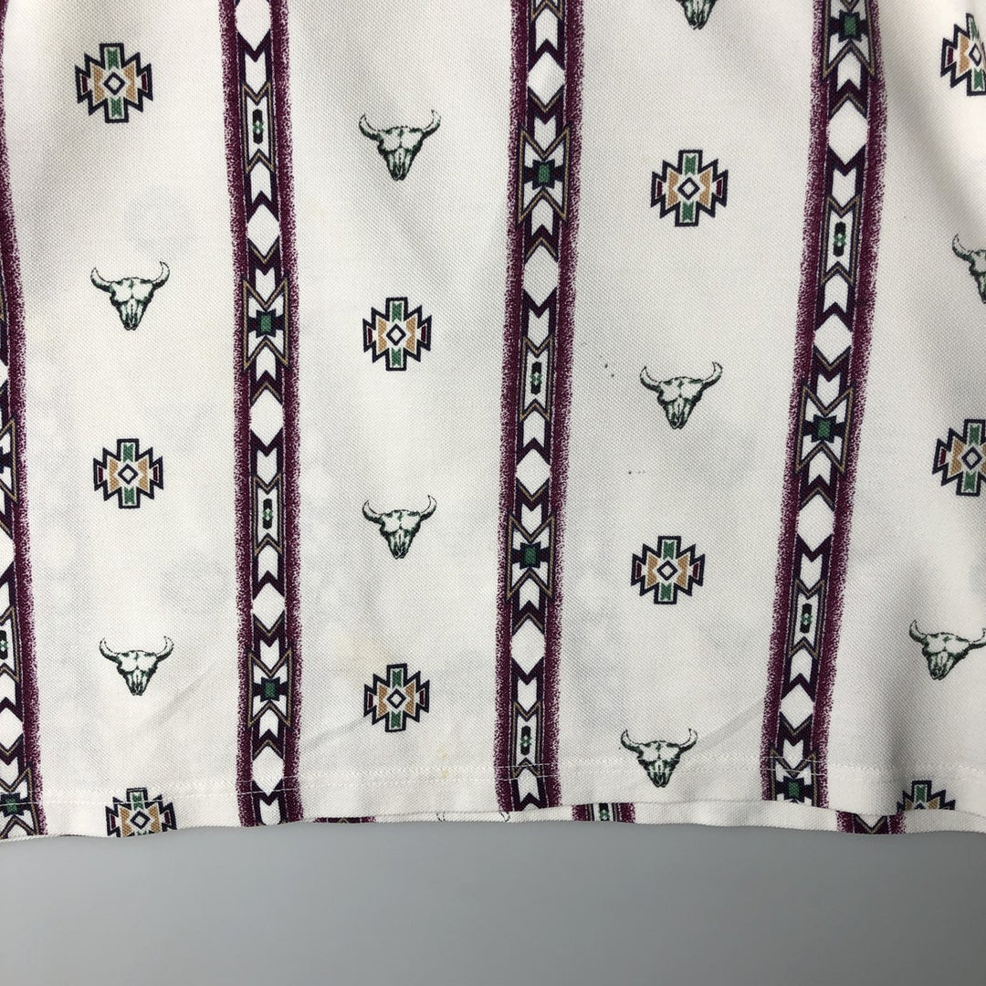 90'S Wrangler all-over print Native stripe short-sleeved striped polo shirt, men's size L equivalent, vintage. cotton ivory Vintage Second Hand
