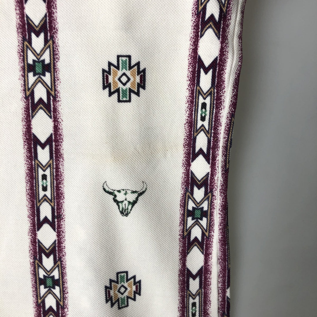 90'S Wrangler all-over print Native stripe short-sleeved striped polo shirt, men's size L equivalent, vintage. cotton ivory Vintage Second Hand