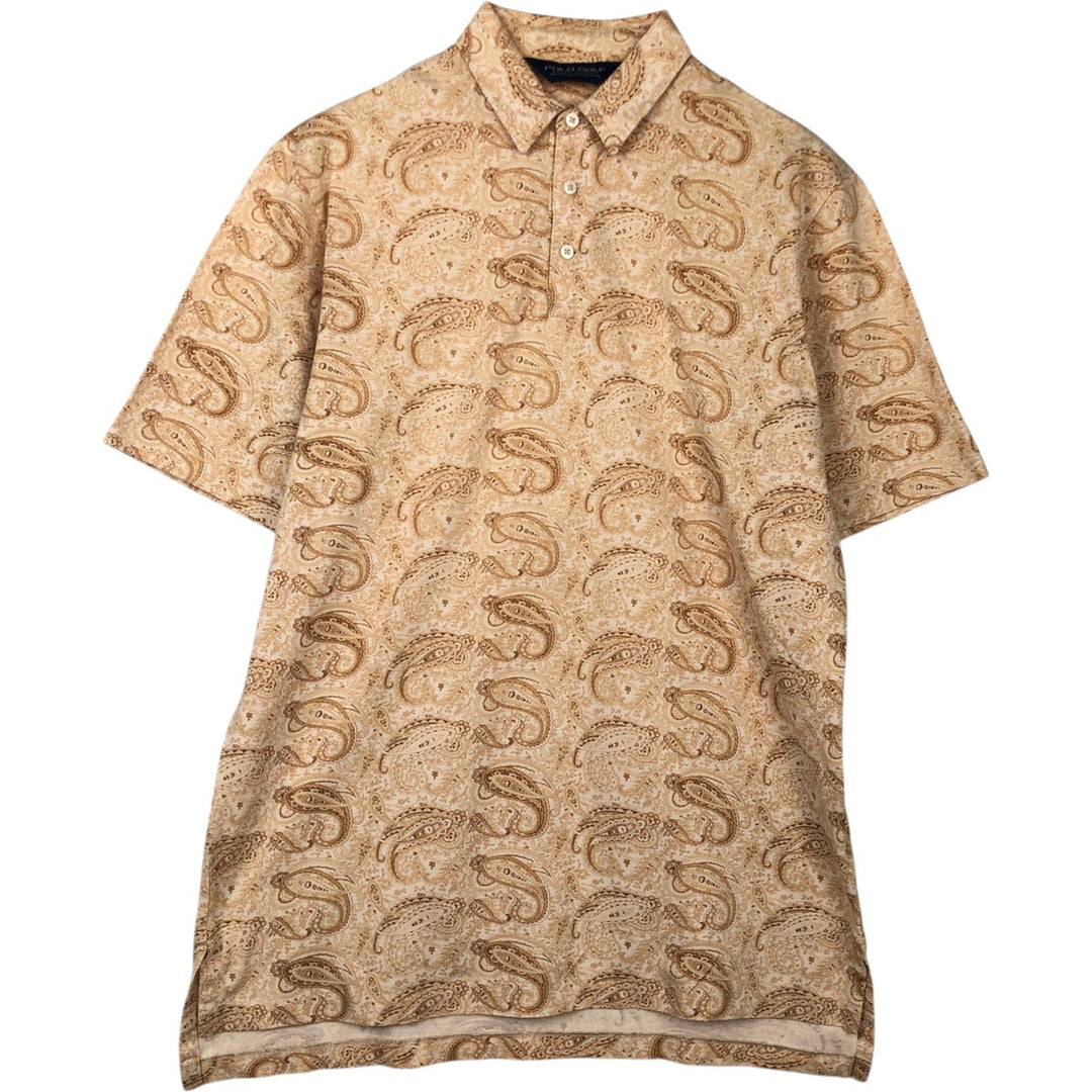 Ralph Lauren POLO GOLF Paisley Pattern Short-Sleeve Polo Shirt, Men's Size M (approx.) Pima Cotton Beige type Vintage Second Hand