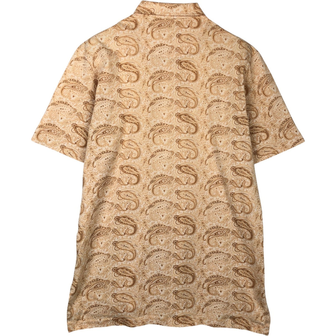 Ralph Lauren POLO GOLF Paisley Pattern Short-Sleeve Polo Shirt, Men's Size M (approx.) Pima Cotton Beige type Vintage Second Hand