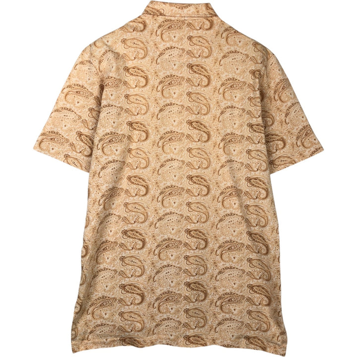 Ralph Lauren POLO GOLF Paisley Pattern Short-Sleeve Polo Shirt, Men's Size M (approx.) Pima Cotton Beige type Vintage Second Hand