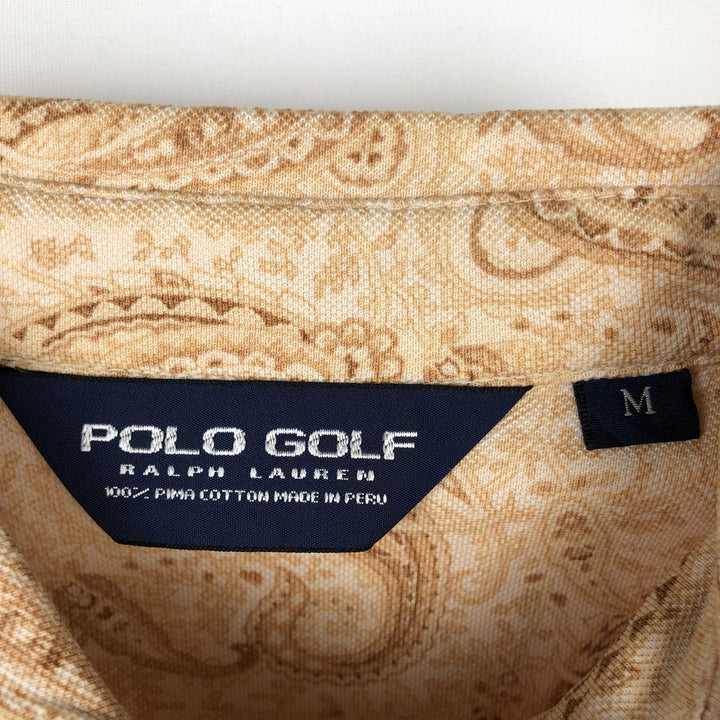 Ralph Lauren POLO GOLF Paisley Pattern Short-Sleeve Polo Shirt, Men's Size M (approx.) Pima Cotton Beige type Vintage Second Hand