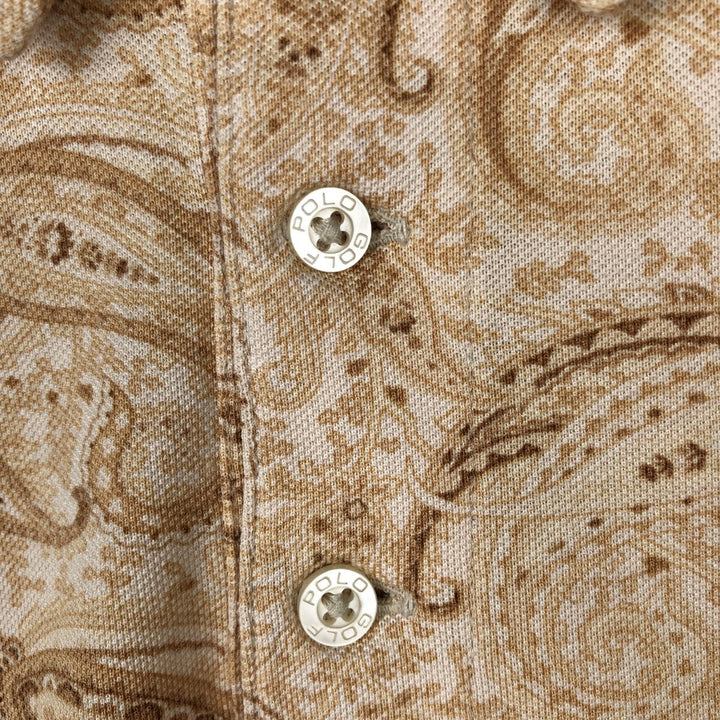 Ralph Lauren POLO GOLF Paisley Pattern Short-Sleeve Polo Shirt, Men's Size M (approx.) Pima Cotton Beige type Vintage Second Hand