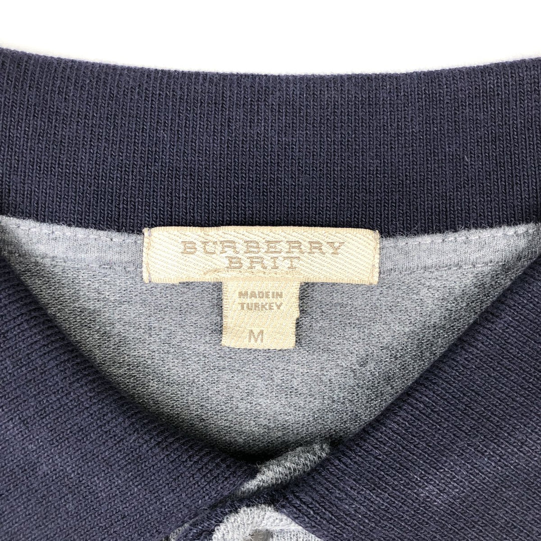 Burberry's BRIT short-sleeved polo shirt, men's size M cotton gray type Vintage Second Hand