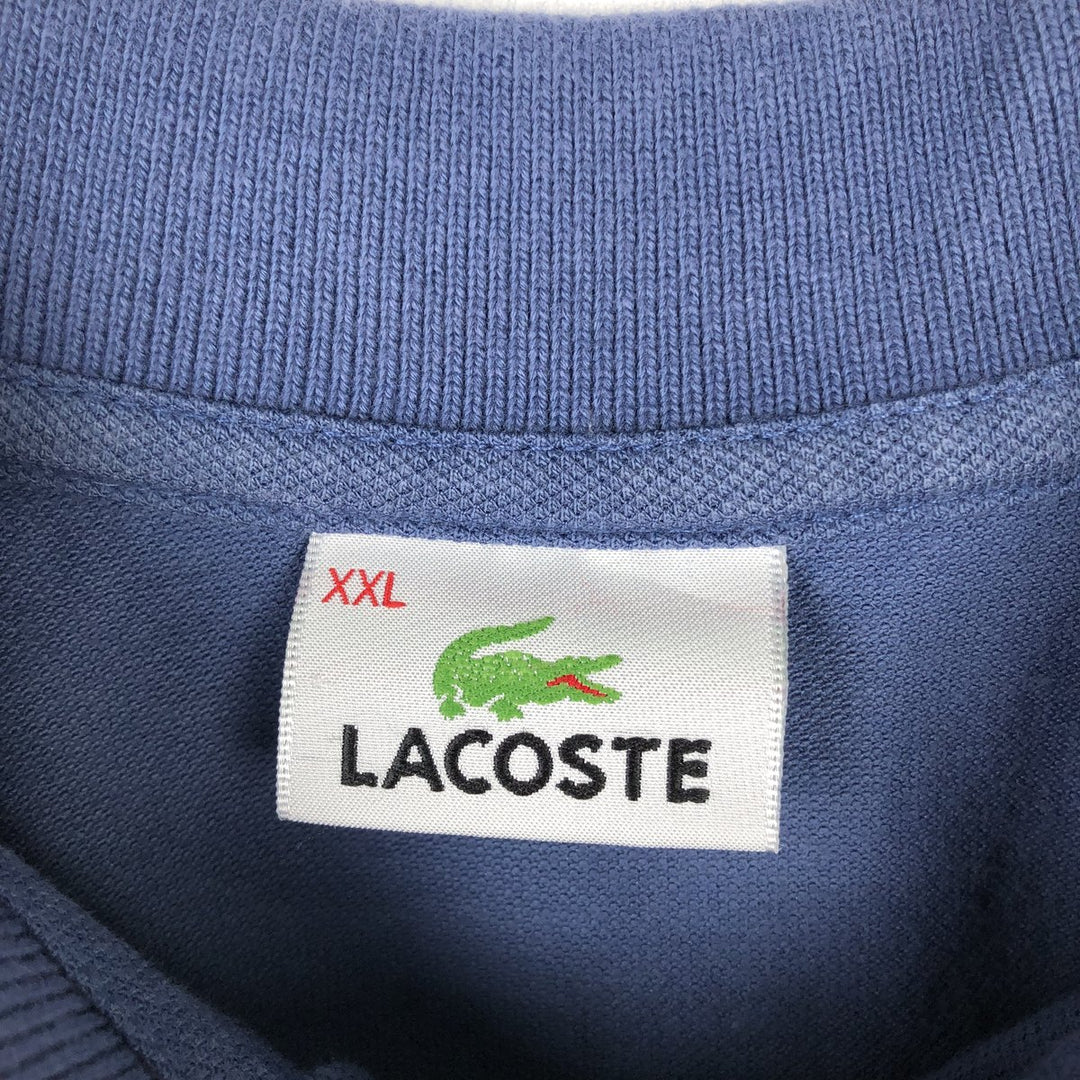 Lacoste short-sleeved polo shirt, made in France, men's size XXL cotton blue type Vintage Second Hand