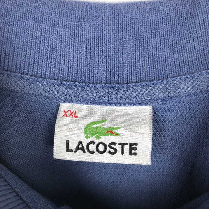 Lacoste short-sleeved polo shirt, made in France, men's size XXL cotton blue type Vintage Second Hand