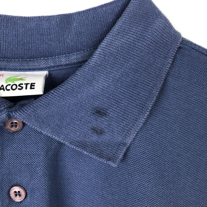 Lacoste short-sleeved polo shirt, made in France, men's size XXL cotton blue type Vintage Second Hand