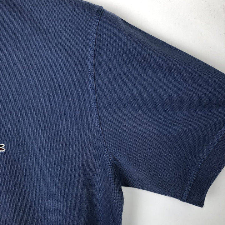Lacoste short-sleeved polo shirt, made in France, men's size XXL cotton blue type Vintage Second Hand
