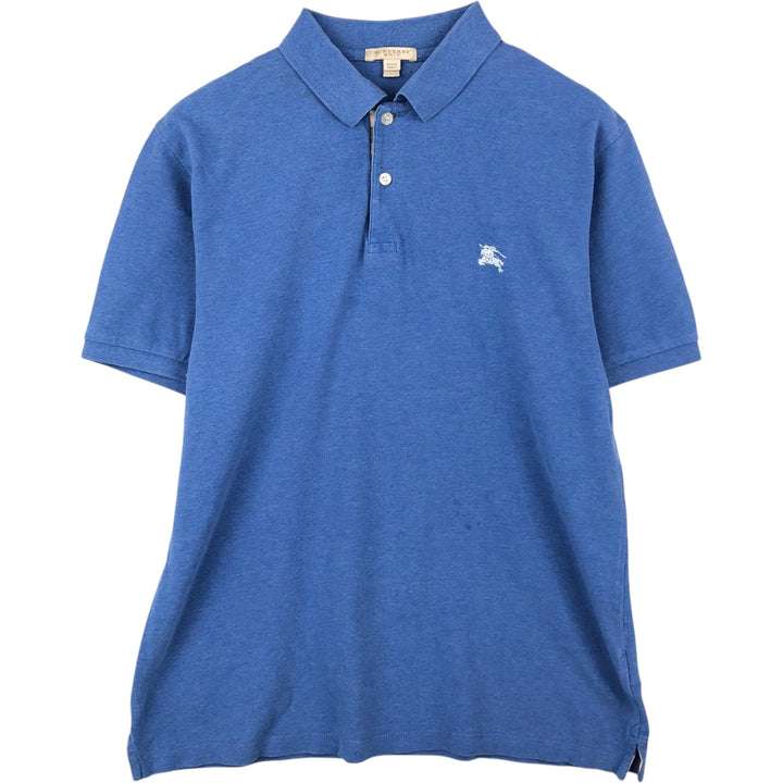 Burberry's short-sleeved polo shirt, men's size L (approx.) cotton Blue type light blue Vintage Second Hand