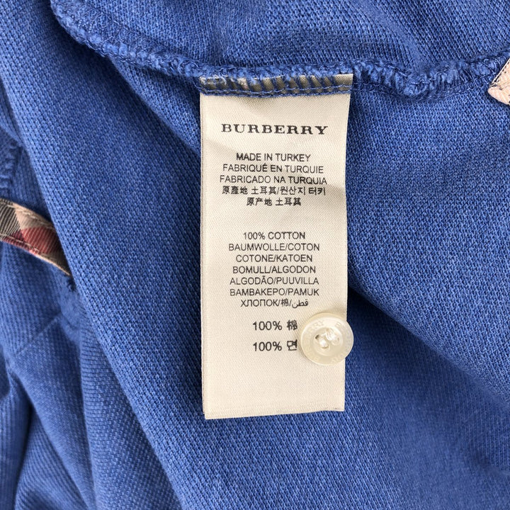 Burberry's short-sleeved polo shirt, men's size L (approx.) cotton Blue type light blue Vintage Second Hand