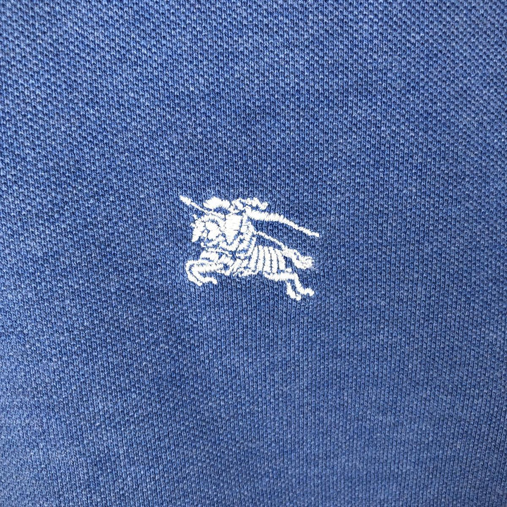 Burberry's short-sleeved polo shirt, men's size L (approx.) cotton Blue type light blue Vintage Second Hand
