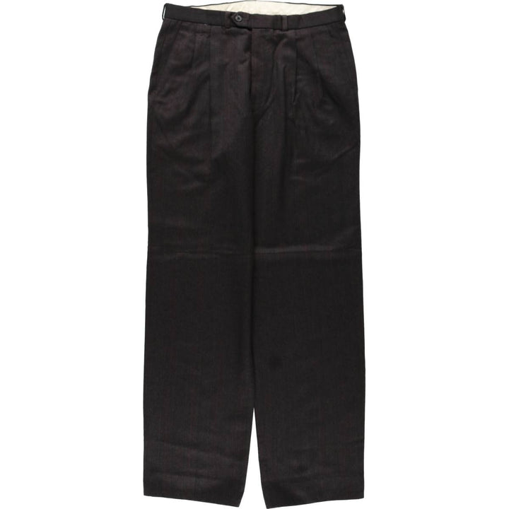St Michael Stripe Pattern Wool Trousers/Slacks, Made in England, Men's W33 (approx.) wool black type Vintage Second Hand