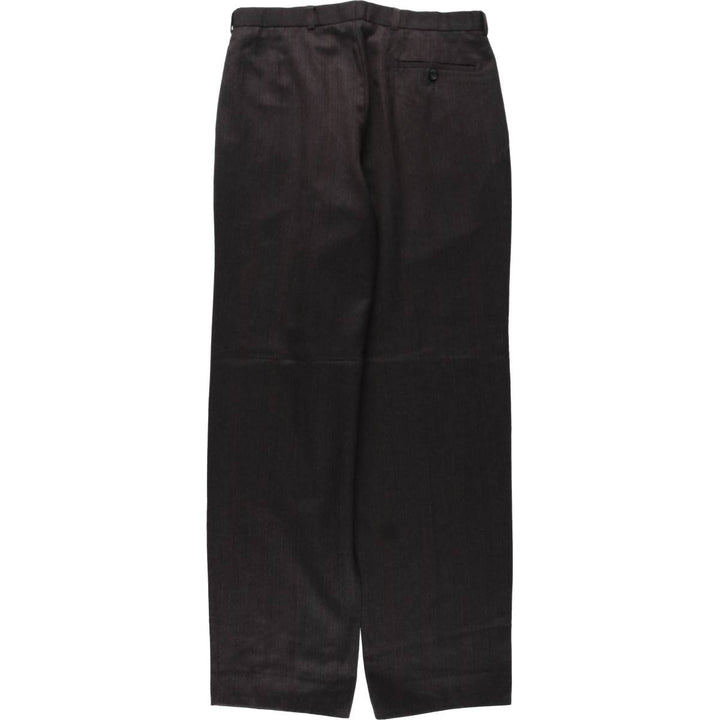 St Michael Stripe Pattern Wool Trousers/Slacks, Made in England, Men's W33 (approx.) wool black type Vintage Second Hand