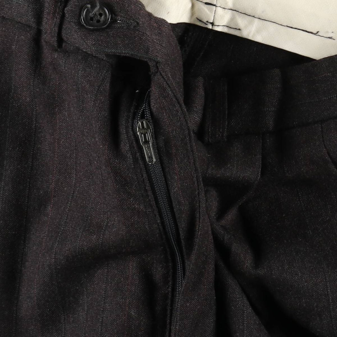 St Michael Stripe Pattern Wool Trousers/Slacks, Made in England, Men's W33 (approx.) wool black type Vintage Second Hand