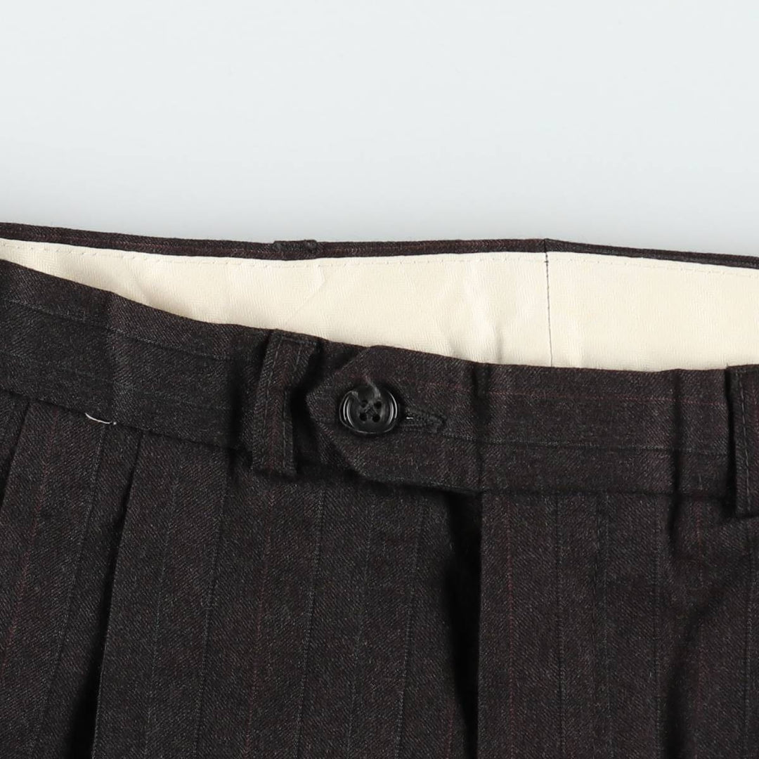 St Michael Stripe Pattern Wool Trousers/Slacks, Made in England, Men's W33 (approx.) wool black type Vintage Second Hand