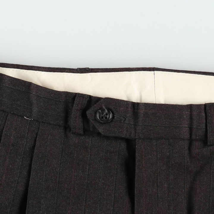 St Michael Stripe Pattern Wool Trousers/Slacks, Made in England, Men's W33 (approx.) wool black type Vintage Second Hand