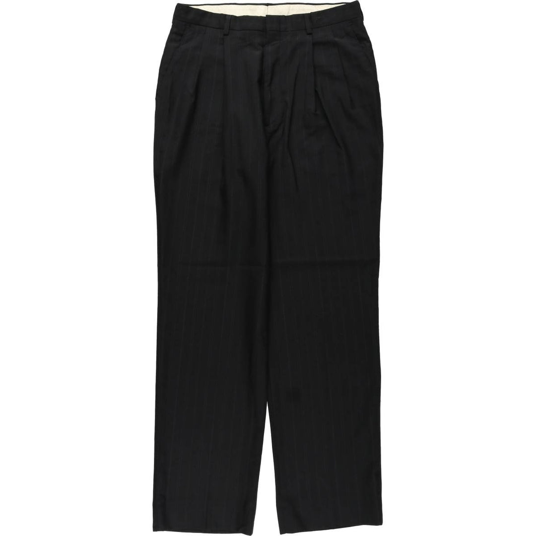 HAGGER Stripe Pattern Two-Pleat Slacks Pants, Made in USA, Men's W32 (approx.) polyester black type Vintage Second Hand