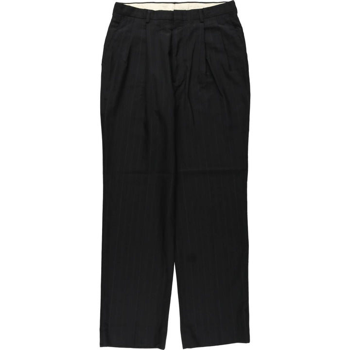 HAGGER Stripe Pattern Two-Pleat Slacks Pants, Made in USA, Men's W32 (approx.) polyester black type Vintage Second Hand