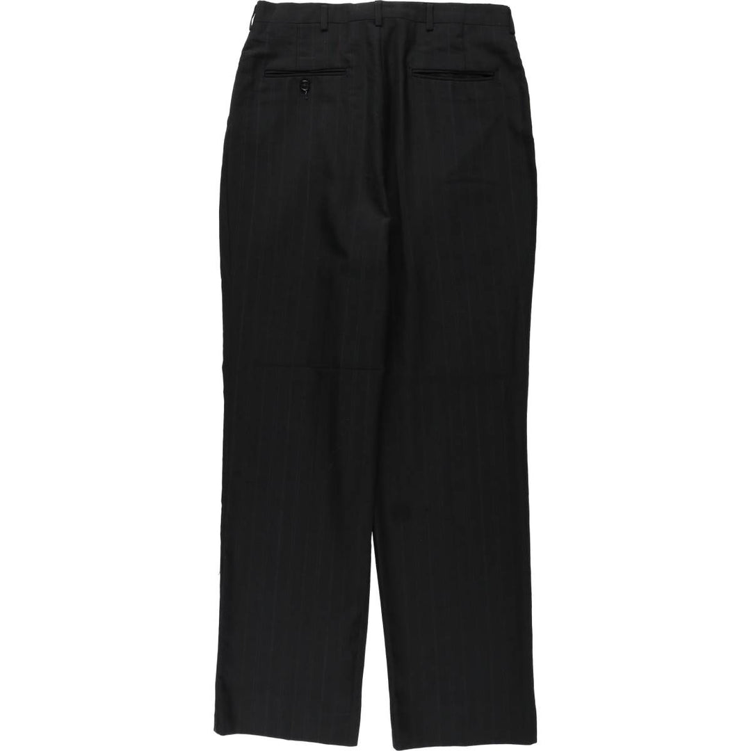 HAGGER Stripe Pattern Two-Pleat Slacks Pants, Made in USA, Men's W32 (approx.) polyester black type Vintage Second Hand