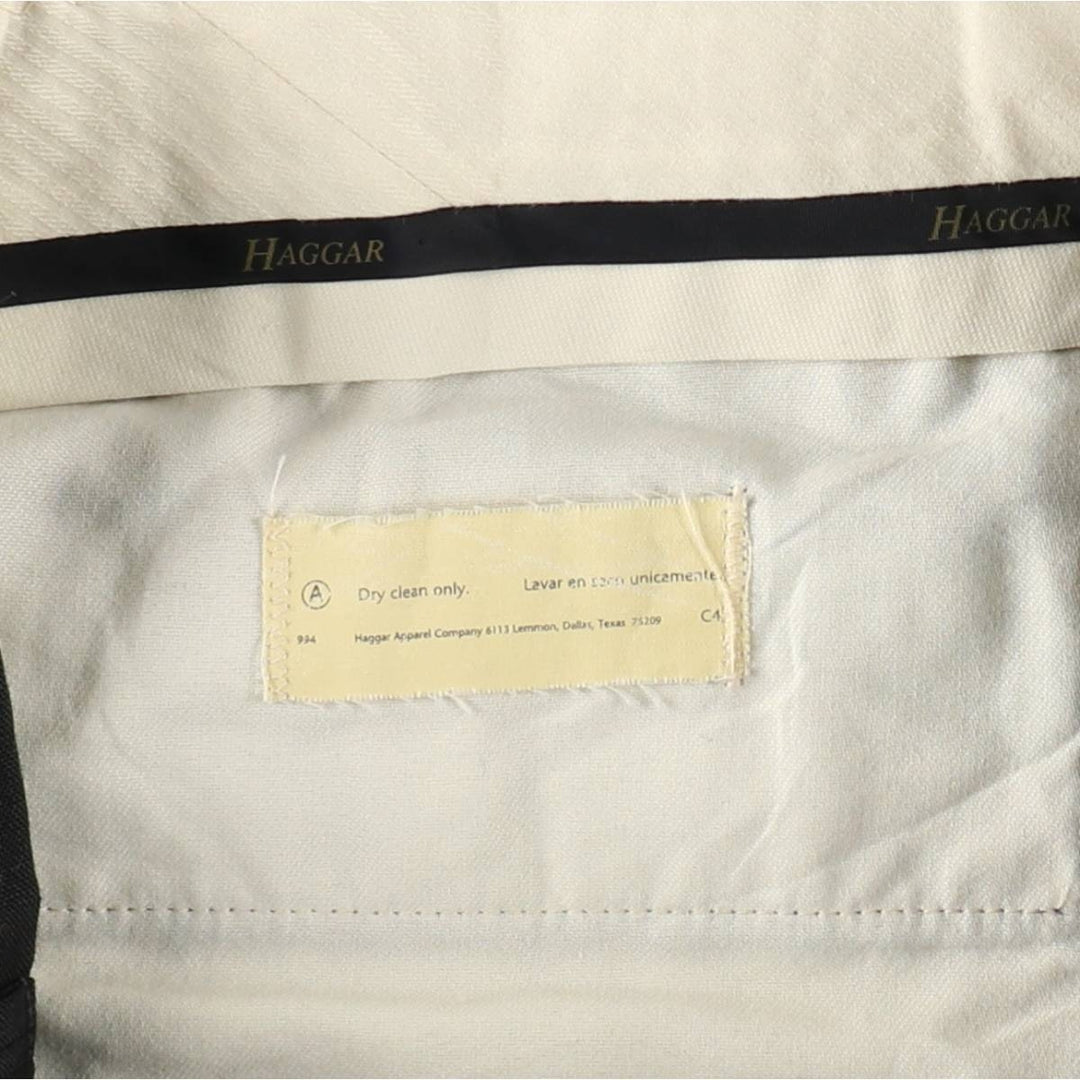 HAGGER Stripe Pattern Two-Pleat Slacks Pants, Made in USA, Men's W32 (approx.) polyester black type Vintage Second Hand
